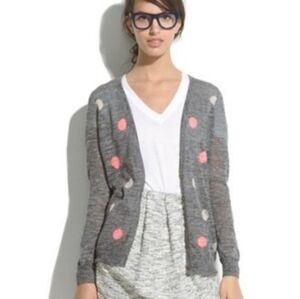 Madewell pastel polka dot gray slim cardigan